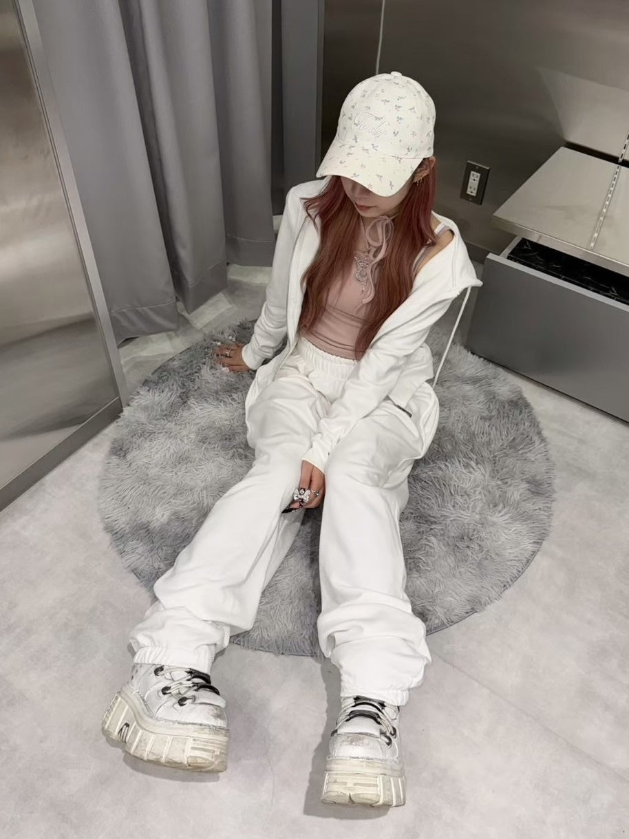 受注制【nmtc +】embroidery short zip up hoodie (3color)