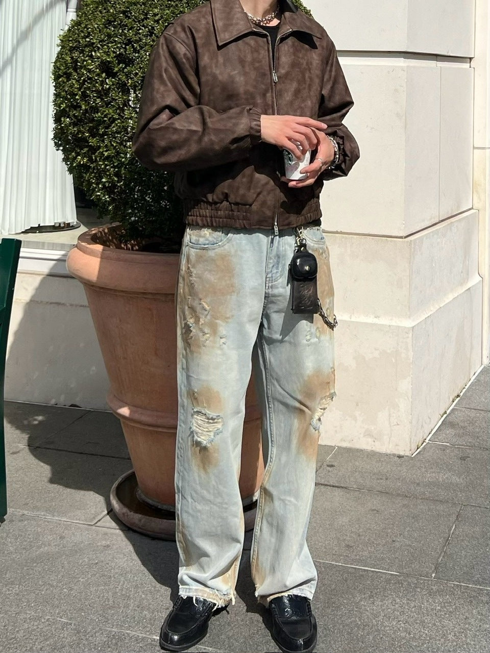 受注制【Chikashitsu +】bloody wash damage denim pants – PRESSING