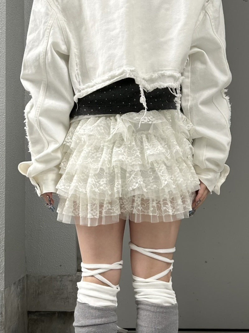 受注制【Never mind the XU】cancan lace mini skirt (2color)