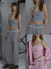 【GATELESS】RABBIT FRILL RIBBON TUBE TOPS