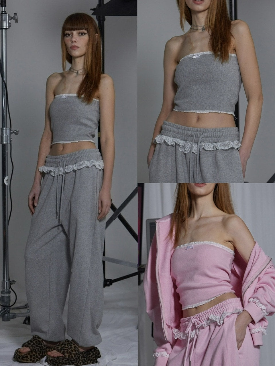 【GATELESS】RABBIT FRILL RIBBON TUBE TOPS