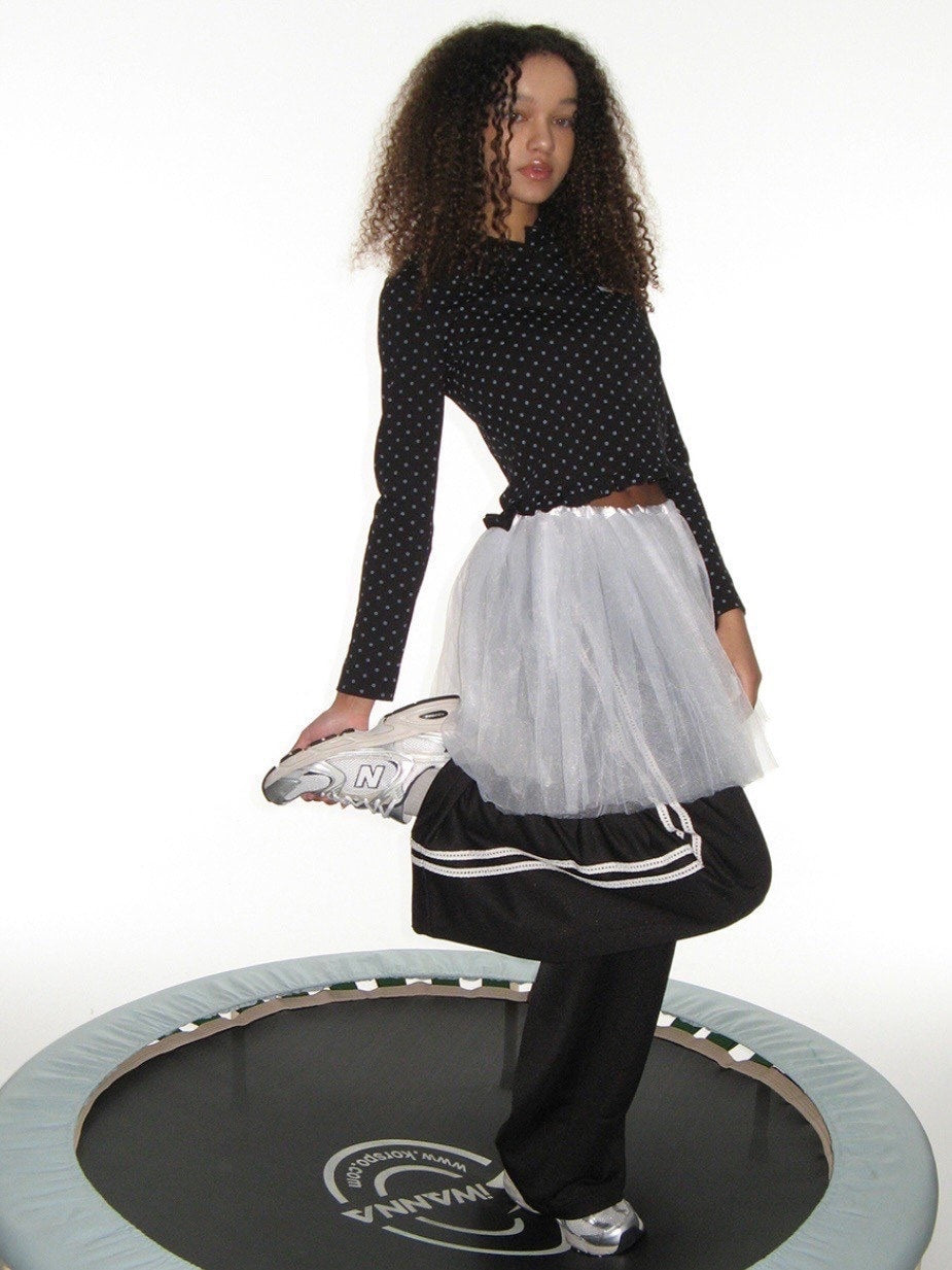 【CRANK】DOT FRILL HOODIE / 【クランク】ドットフリルフード付き長袖Tシャツ