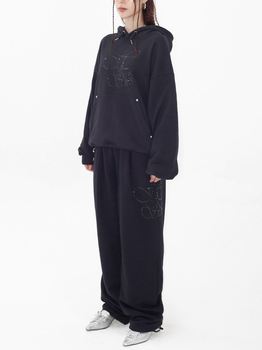 【HOLY NUMBER 7】HIPHOP OVER BALLOON FIT CUBIC LETTERING TRAINING PANTS