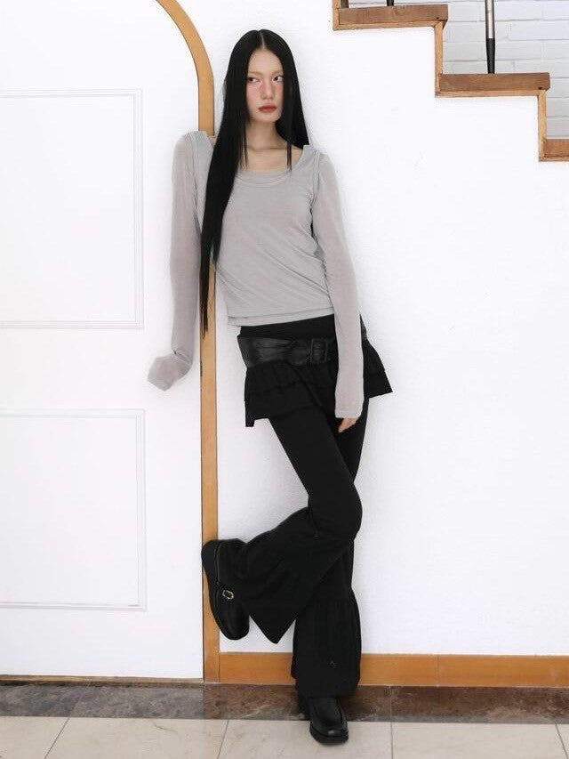 【Uglyshadow】CANCAN SHIRRING SKIRT PANTS