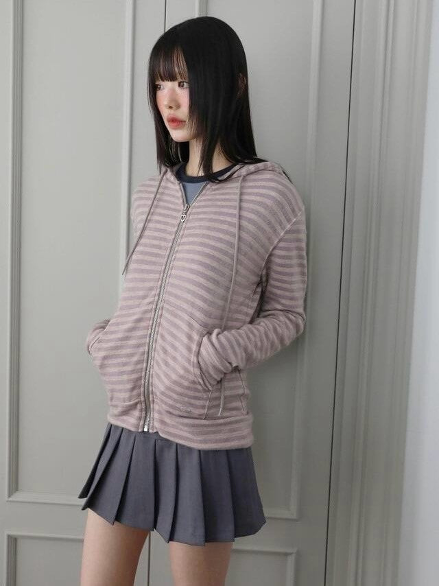 【Uglyshadow】US STRIPED HOOD ZIP UP