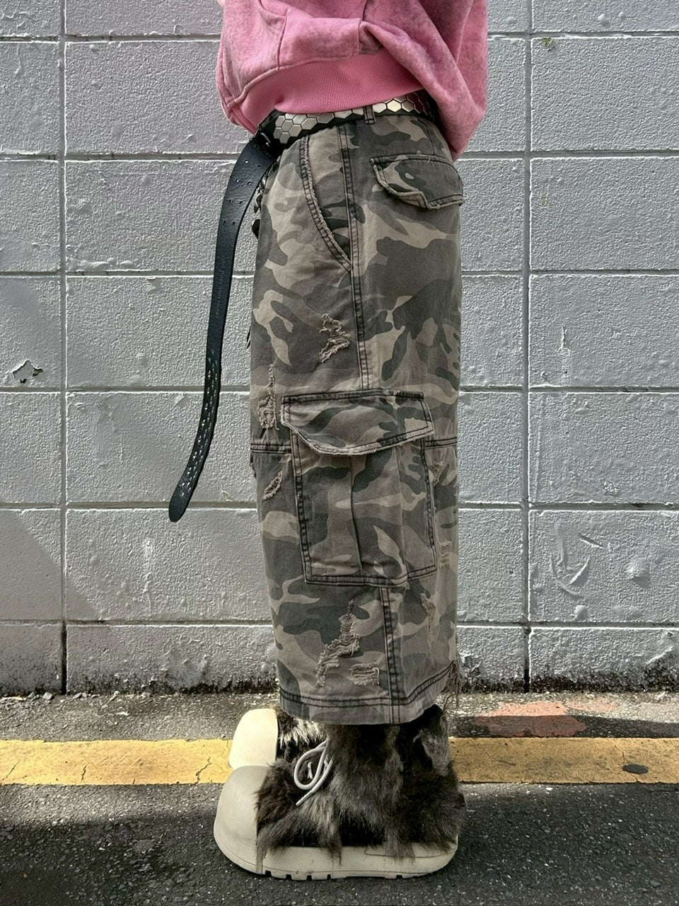 Never mind the XU】camouflage damage half pants (2color