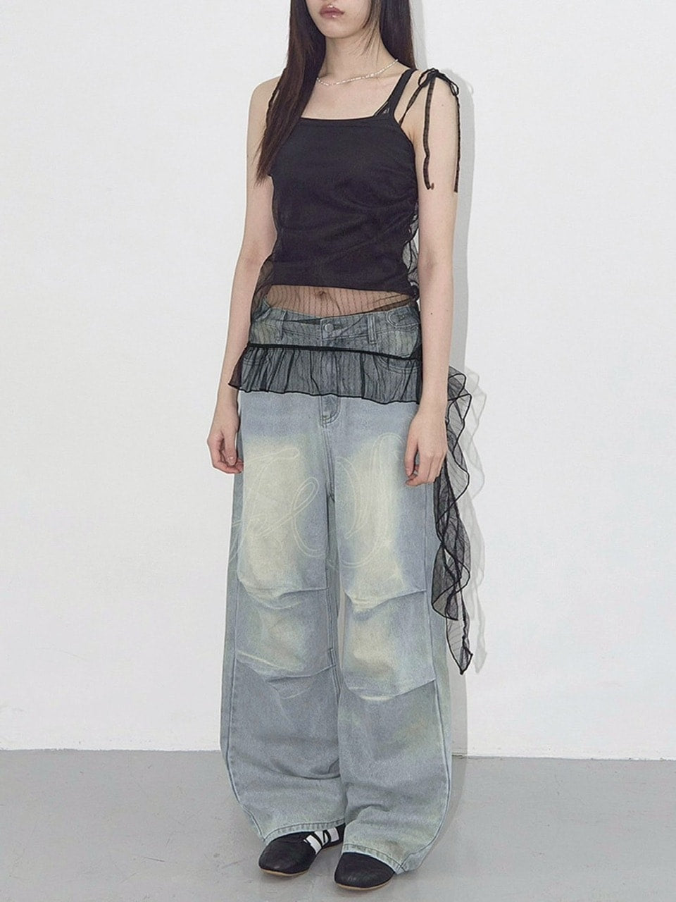 【FANCY CLUB】LACE SHIRRING LAYERED DRESS