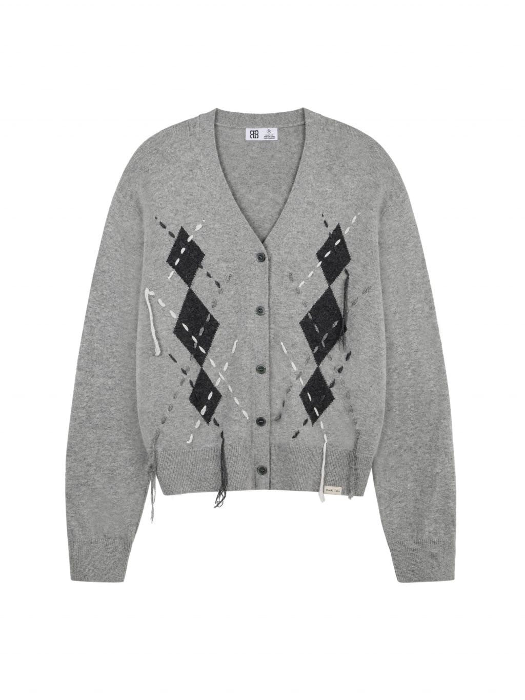 【ROCK CAKE】Argyle Stitch Knit Cardigan
