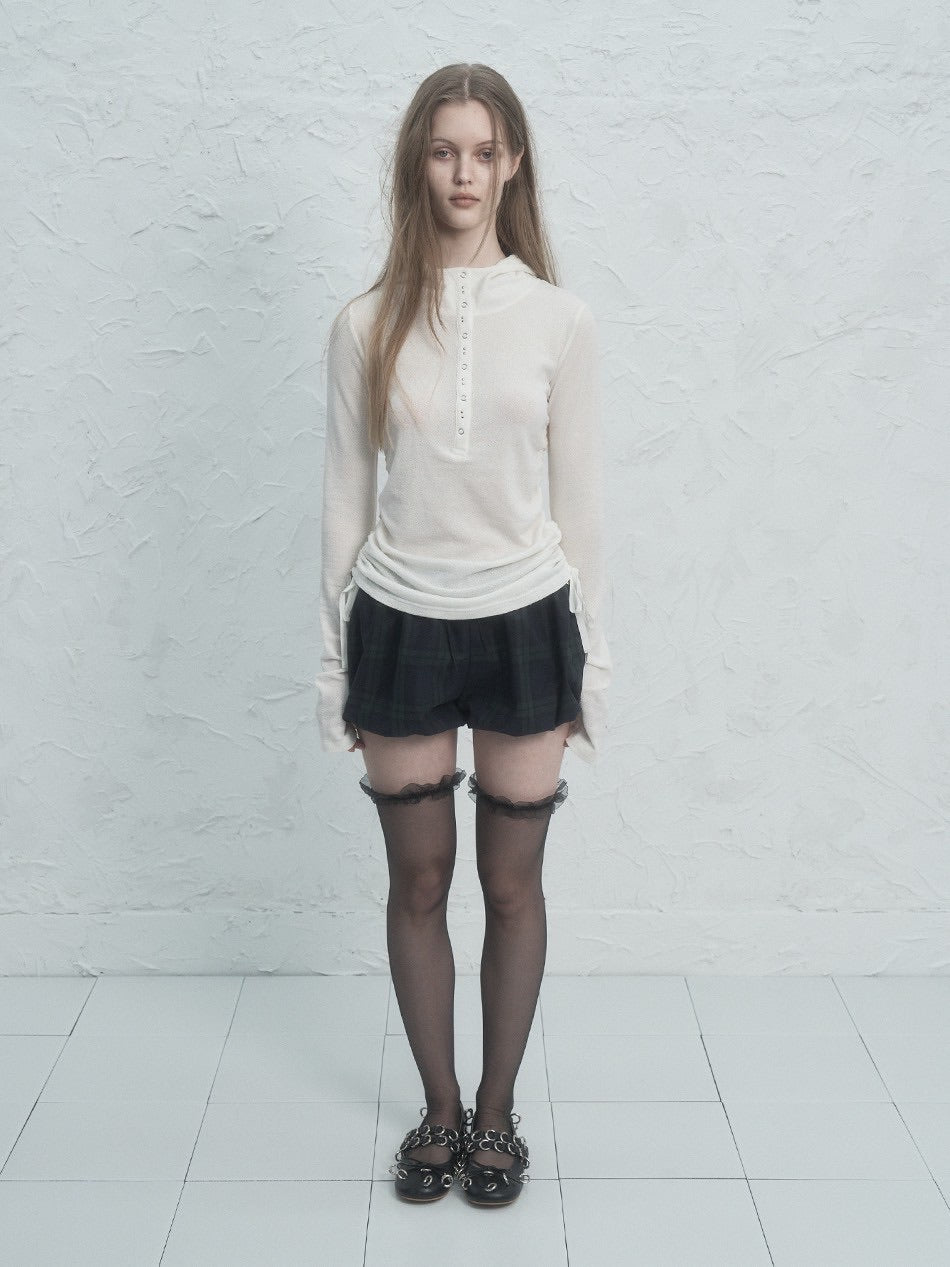 【SETUP‐EXE】RIVET BUTTON HOODIE TOP