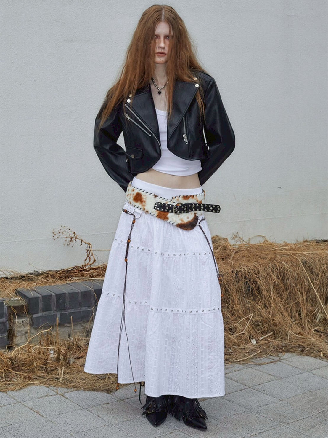 【NOT KNOWING】Tiered Eyelet Maxi Skirt / 【ノットノーイング】ティアードアイレットマキシスカート