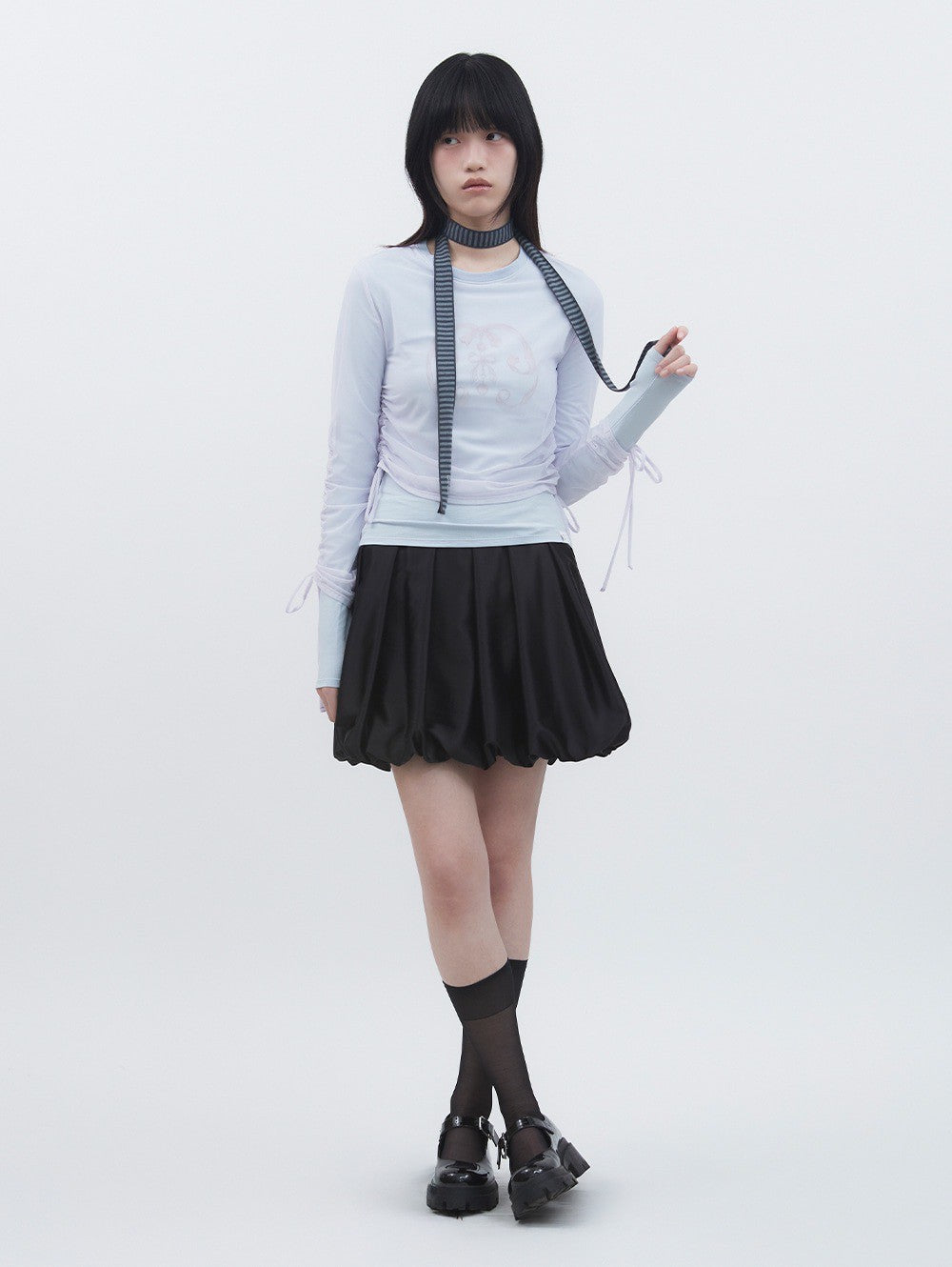 【TUOMIO】SATIN BALLOON SKIRT