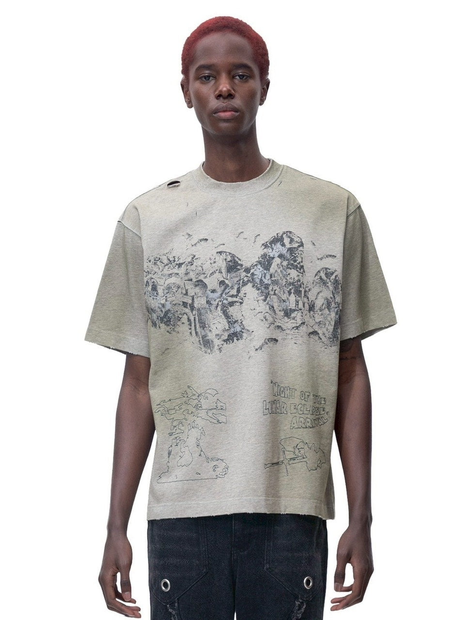 【The Boy Has No Patience】NIGHT OF THE BLOOD MOON WASHED SHORT SLEEVES