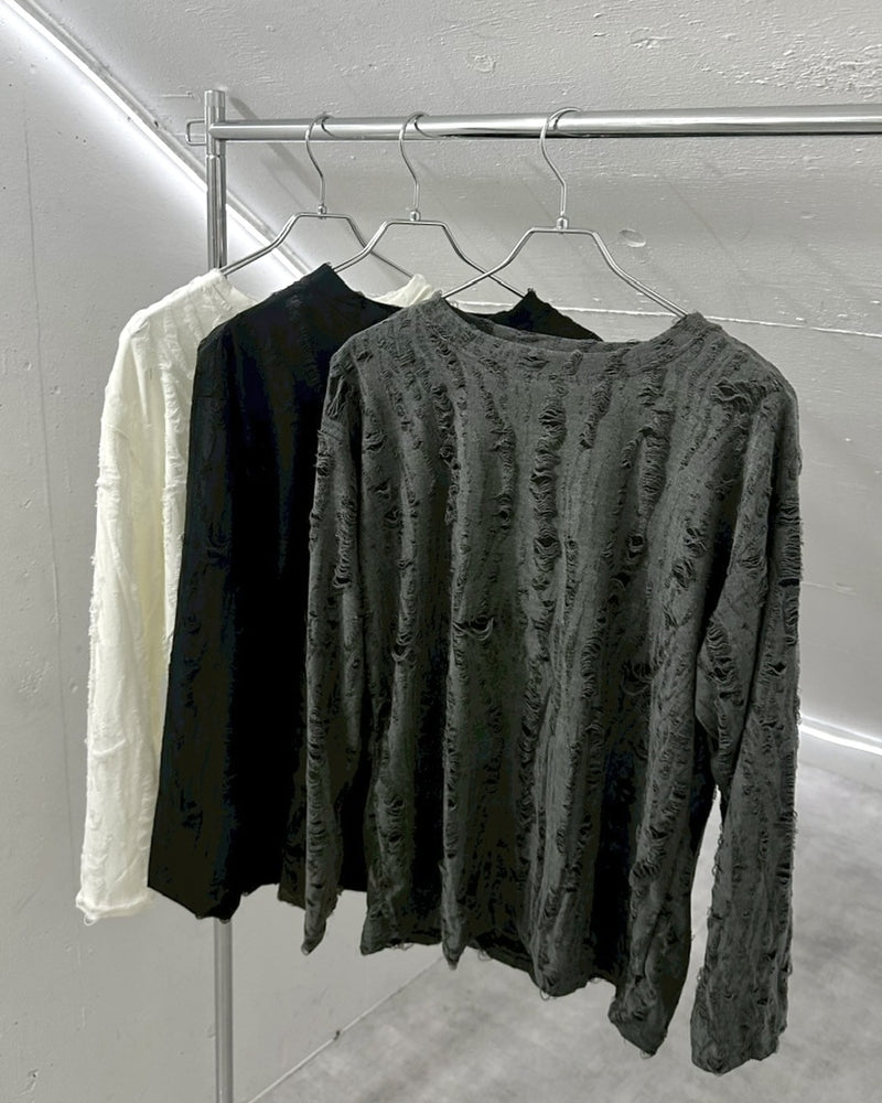 国際配送【LUV CODE】damage long sleeve tee (3color)