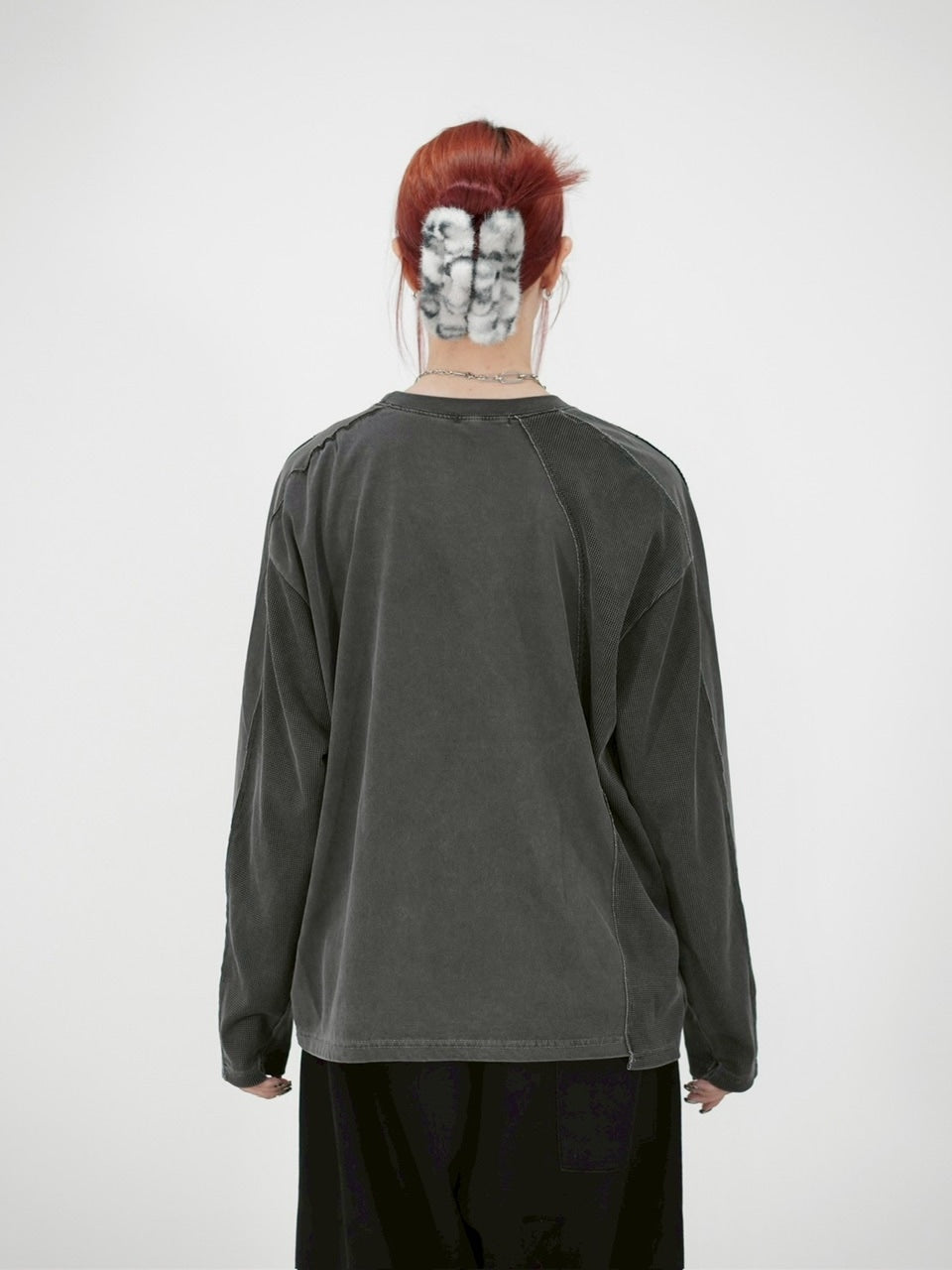 受注制【Chikashitsu +】switching waffle long sleeve (3color)