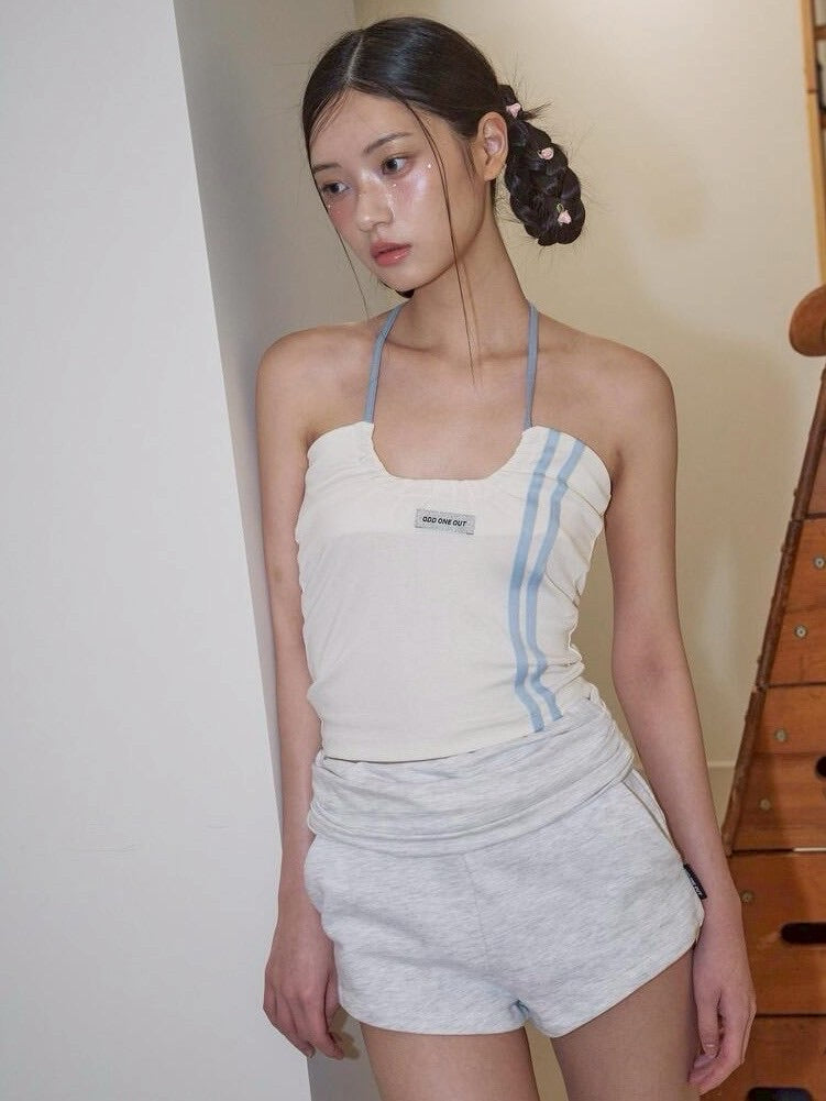 【ODDONEOUT】TWO LINE HALTER NECK TOP