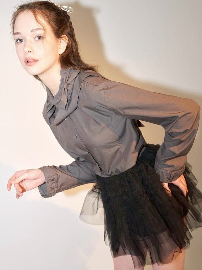 【ODDONEOUT】TUCKING MASH SKIRT / 【オッドワンアウト】タッキングメッシュフリルレーススカート