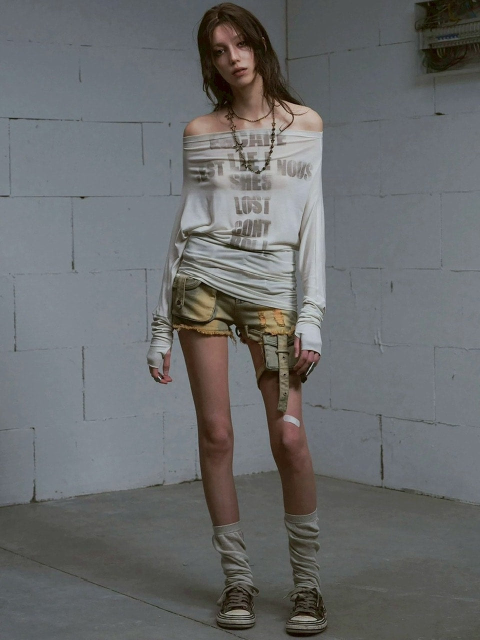 【Cest Nous】Blue-green faded denim shorts / 【セヌー】ウォッシングデニムショートパンツ