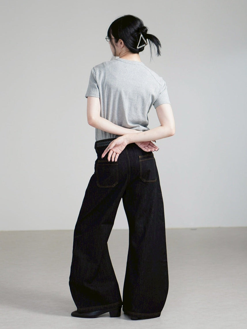 【Chikashitsu +】henry neck half sleeve tee (3color) / 【チカシツプラス】ヘンリーネック半袖Tシャツ