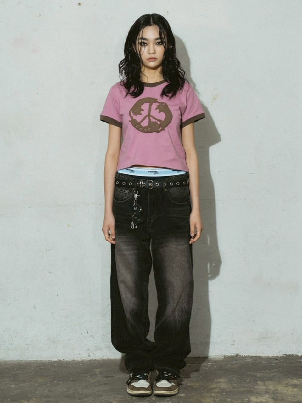 【DOMINANT】Purrfect Peace Ringer Crop T-Shirt