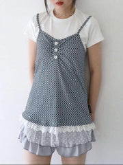 【Uglyshadow】CHECKERED LACE SLEEVELESS