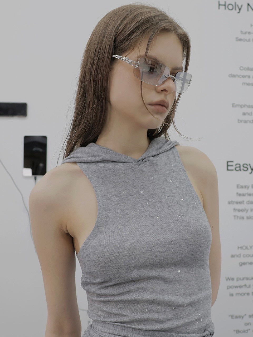 【HOLY NUMBER 7】GIRL'S HIP HOP CUBIC HOODIE SLEEVELESS