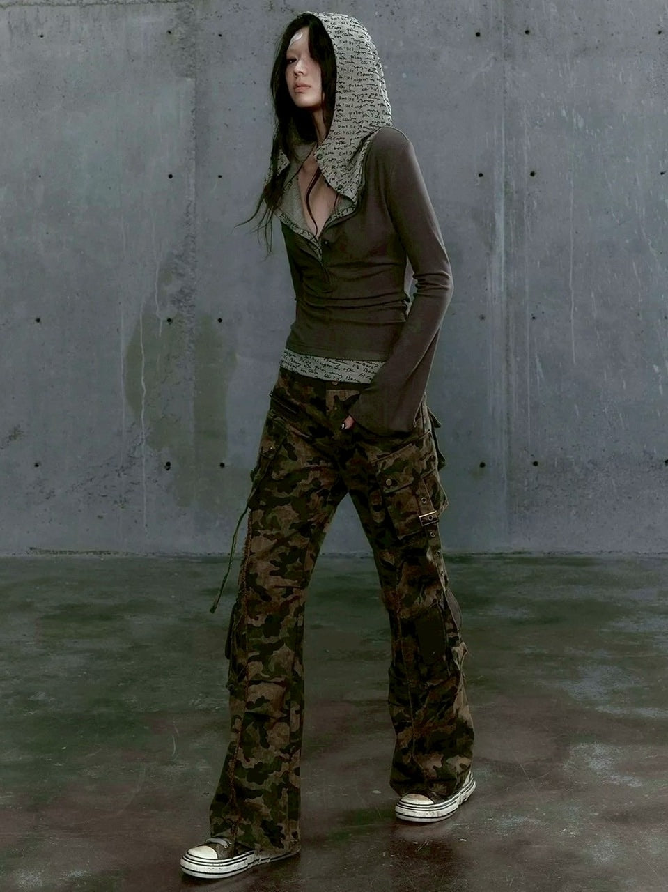 【Cest Nous】Two-in-One Hoodie / 【セヌー】レイヤードフード付き長袖トップス