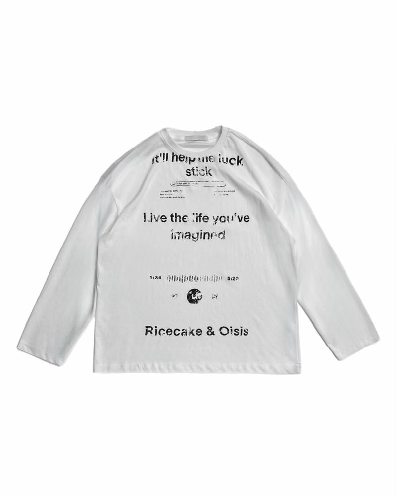 【Chikashitsu +】croque lettering long sleeve / 【チカシツプラス】モックネックレタリング長袖Tシャツ(2color)