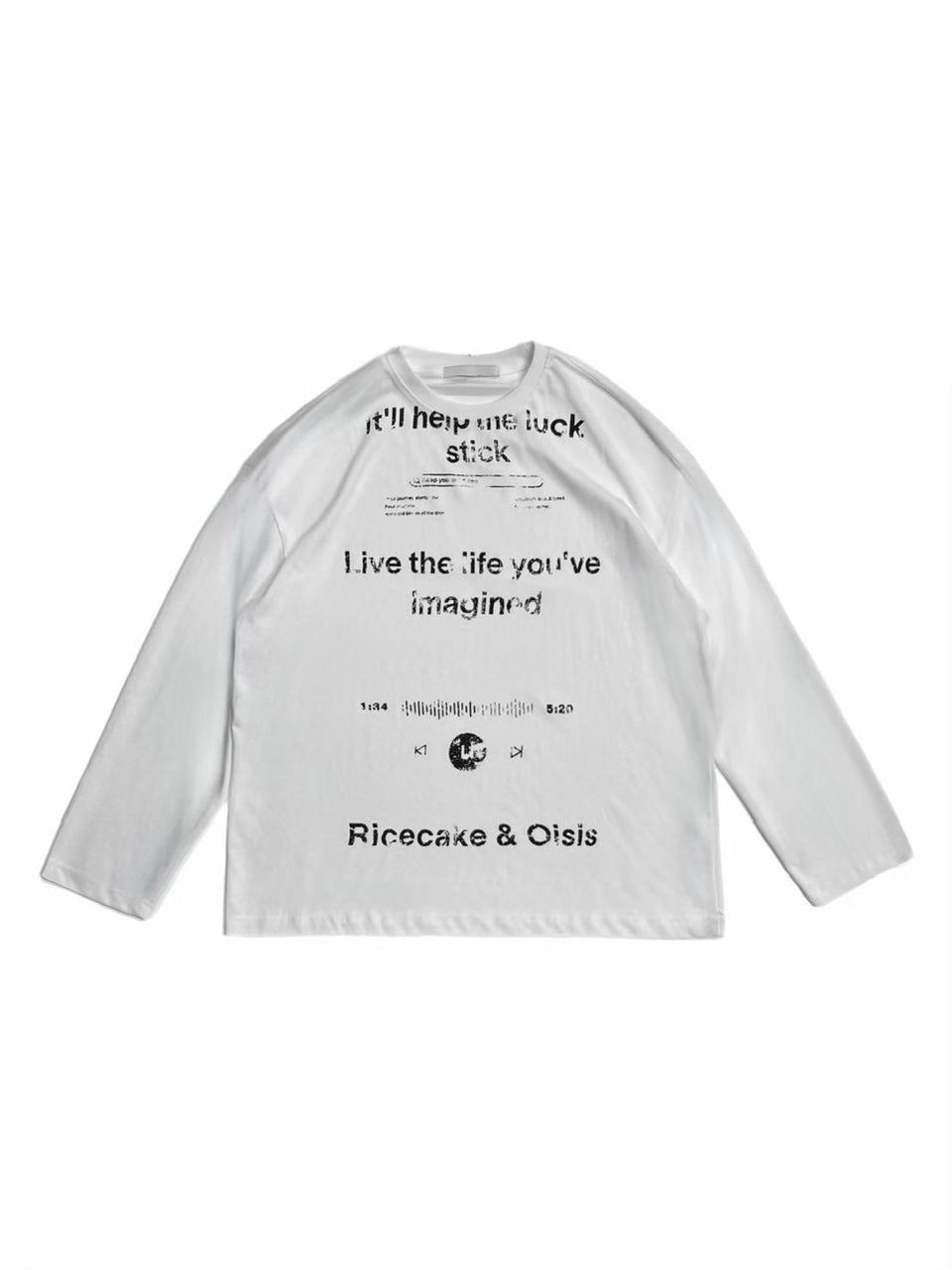 【Chikashitsu +】croque lettering long sleeve / 【チカシツプラス】モックネックレタリング長袖Tシャツ(2color)