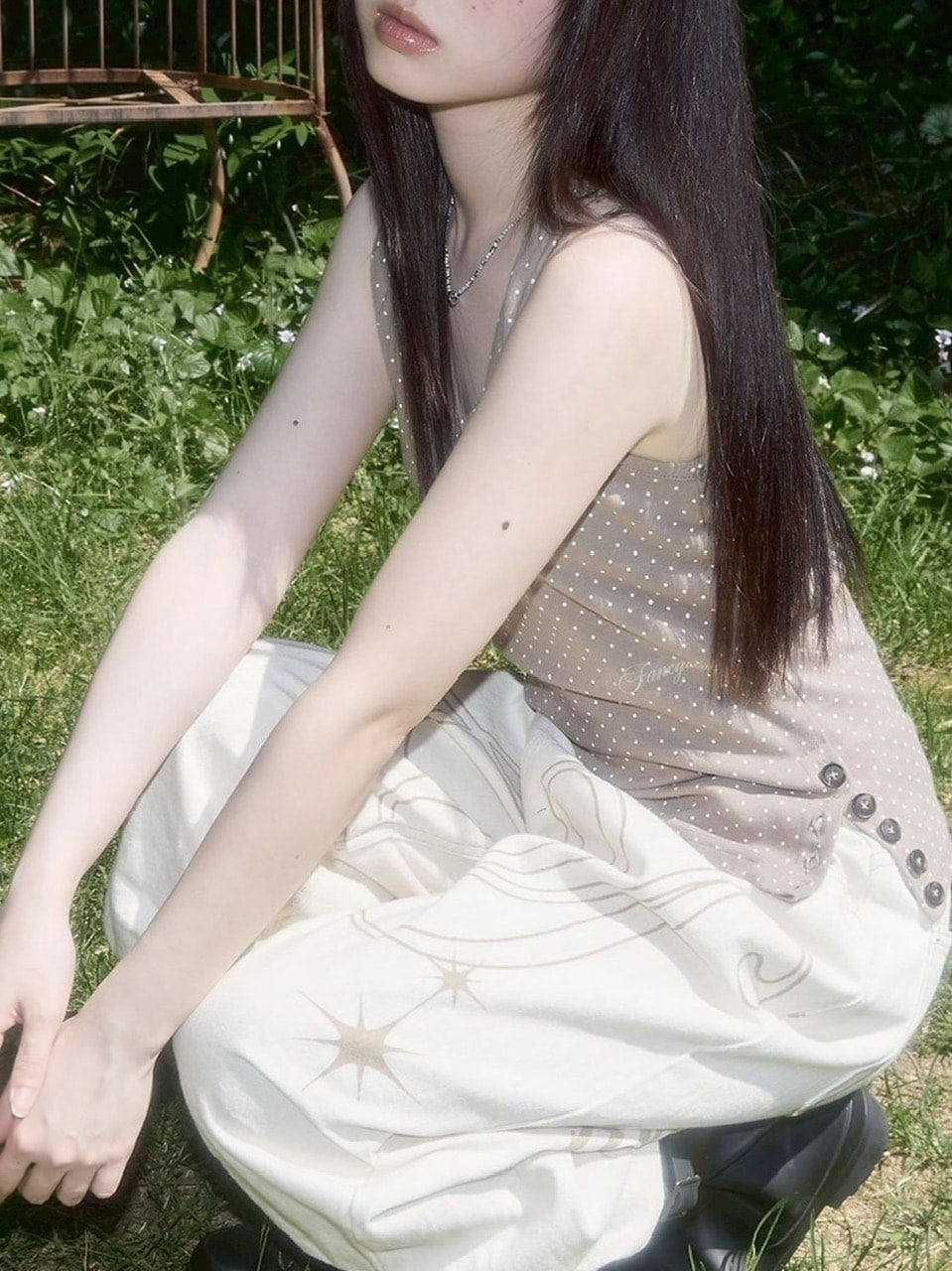 【FANCY CLUB】 Dot Button Sleeveless / 【ファンシークラブ】ドットボタンタンクトップ