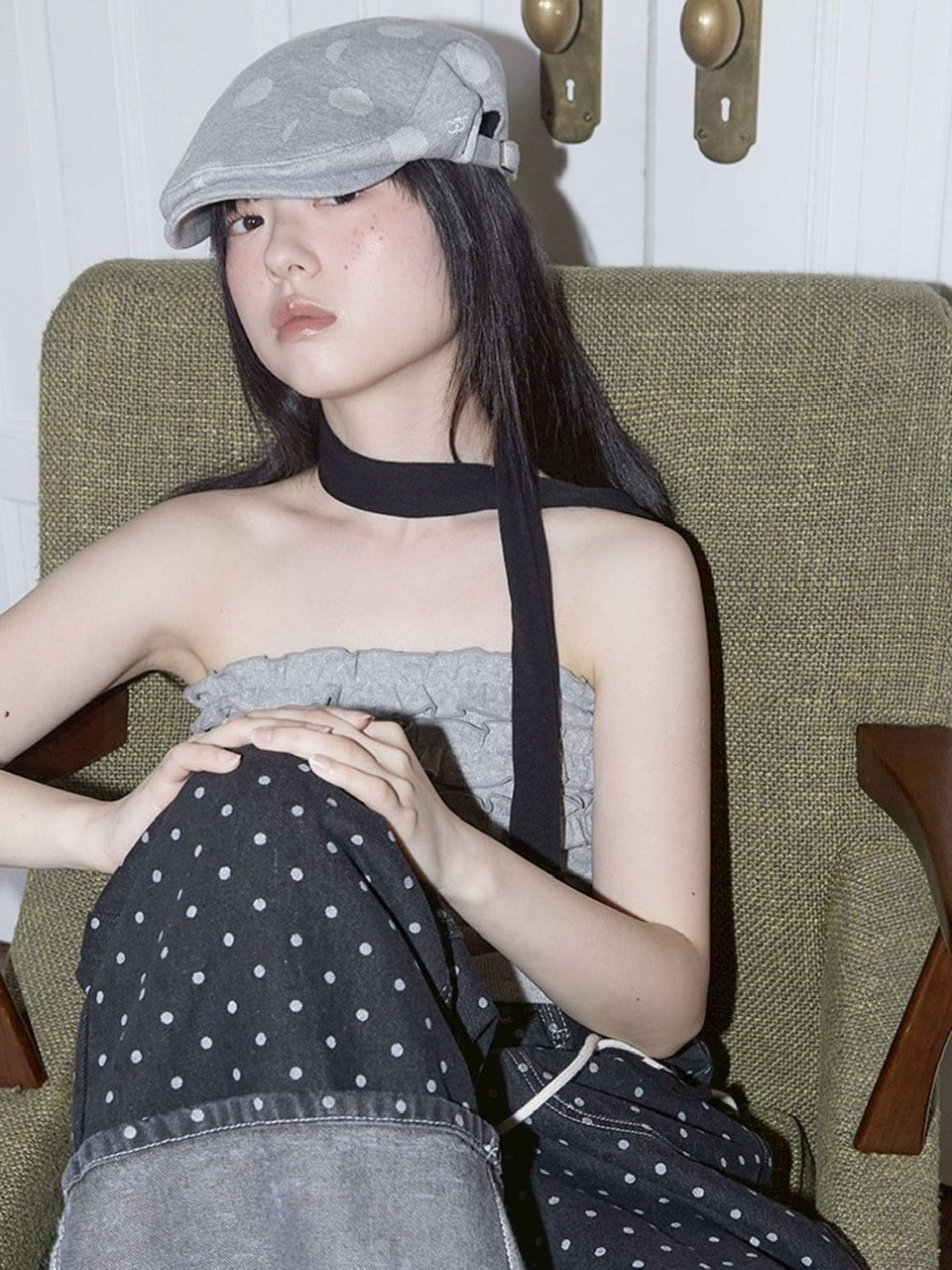 【FANCY CLUB】Angel Dot Hunting Cap / 【ファンシークラブ】エンジェルドットハンチング帽子