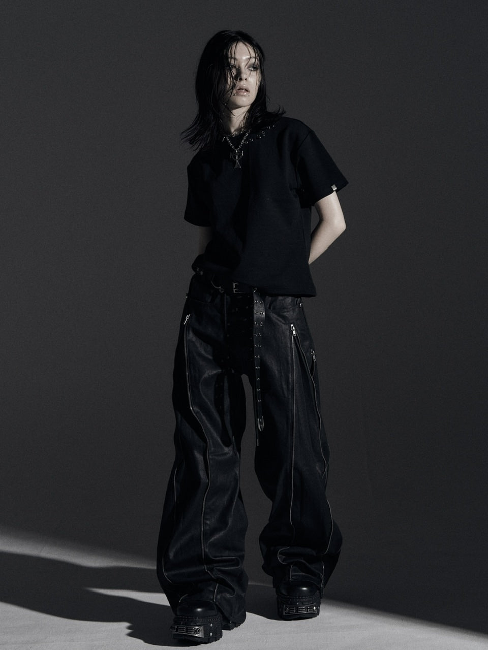 【Rosen Kreuz】ZIP WIDE BAGGY PANTS