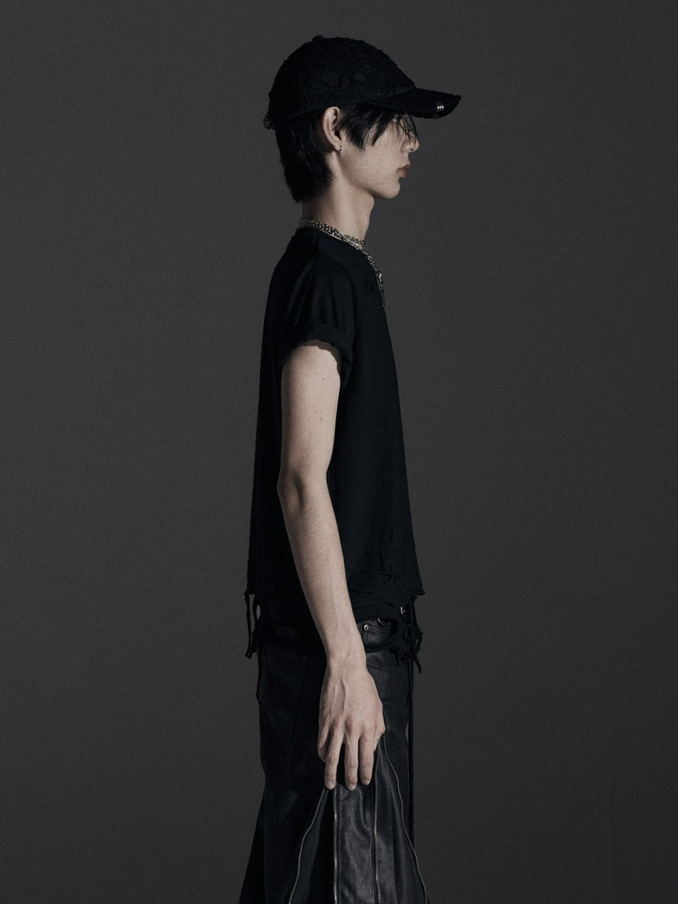 【Rosen Kreuz】BOXY FIT LAYERED DAMAGE TEE