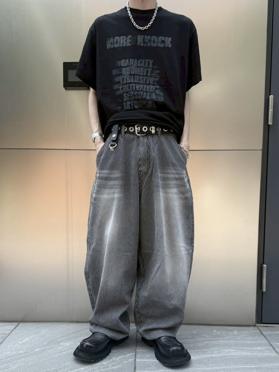 受注制【nmtc +】stripe wash wide denim pants (2color) / 【エヌ