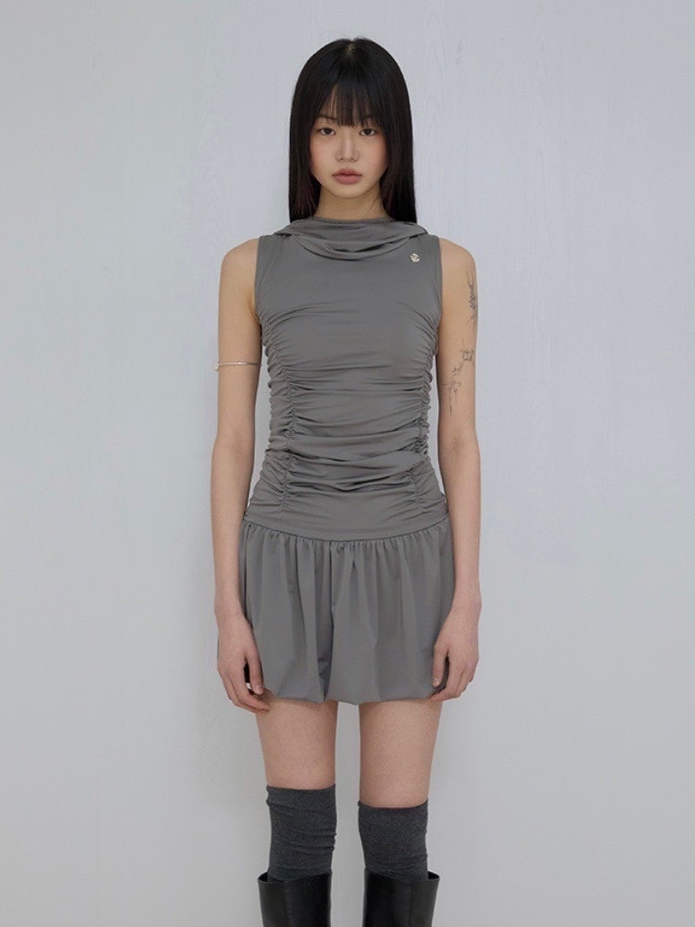 【FLAREUP】Hooded High Neck Dress