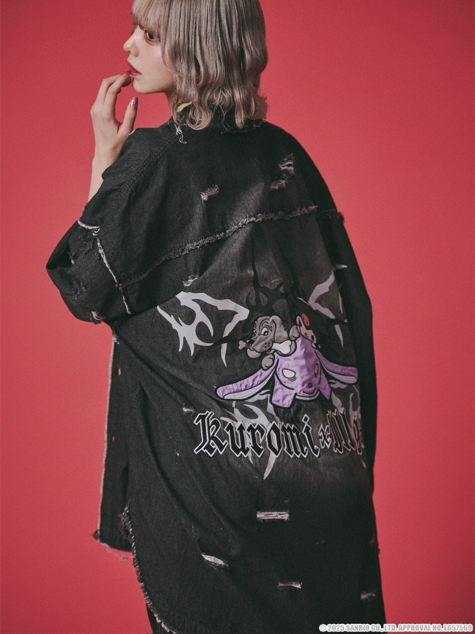 【GALFY×KUROMI】イルガルフィーボロボロデニム半袖BIGシャツ