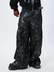 【DND4DES】COATED FAUX LEATHER BIKER BAGGY PANTS