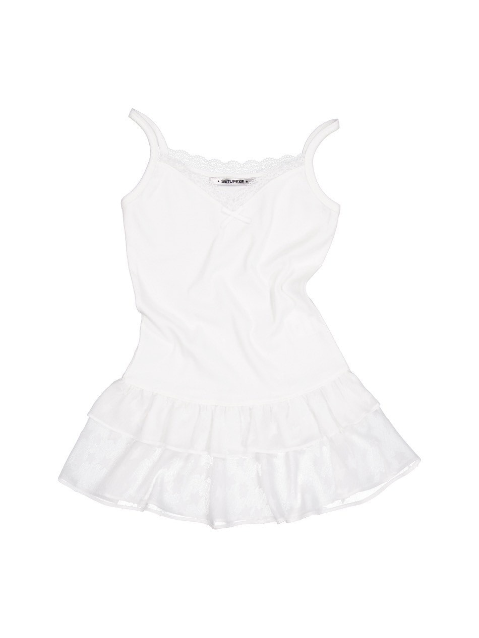 【SETUP‐EXE】CHIFFON FRILL SLEEVELESS / 【セットアップエグゼ】シフォンフリルキャミソール