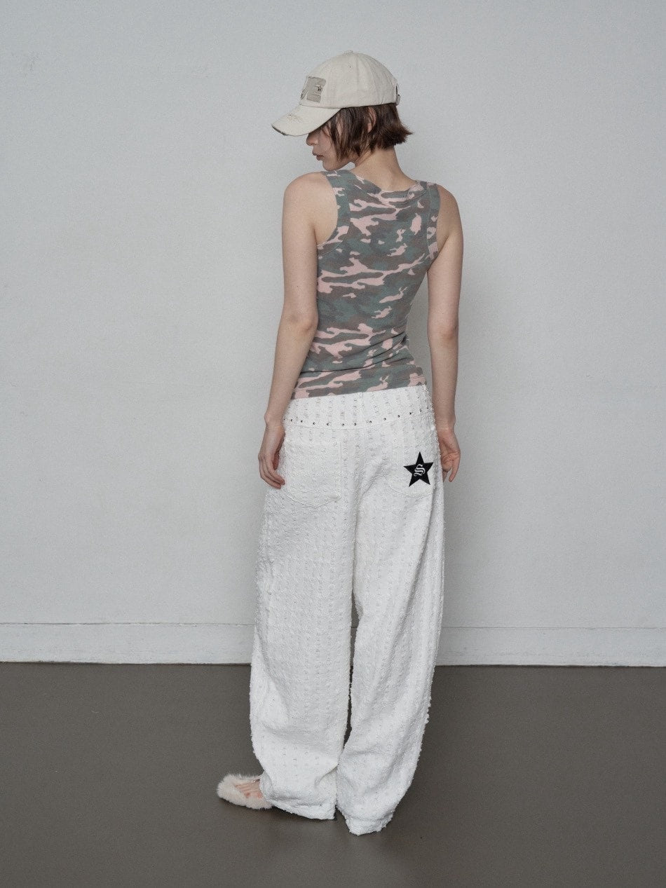 【SETUP‐EXE】CAMO RAW EDGE SLEEVELESS / 【セットアップエグゼ】カモローエッジタンクトップ