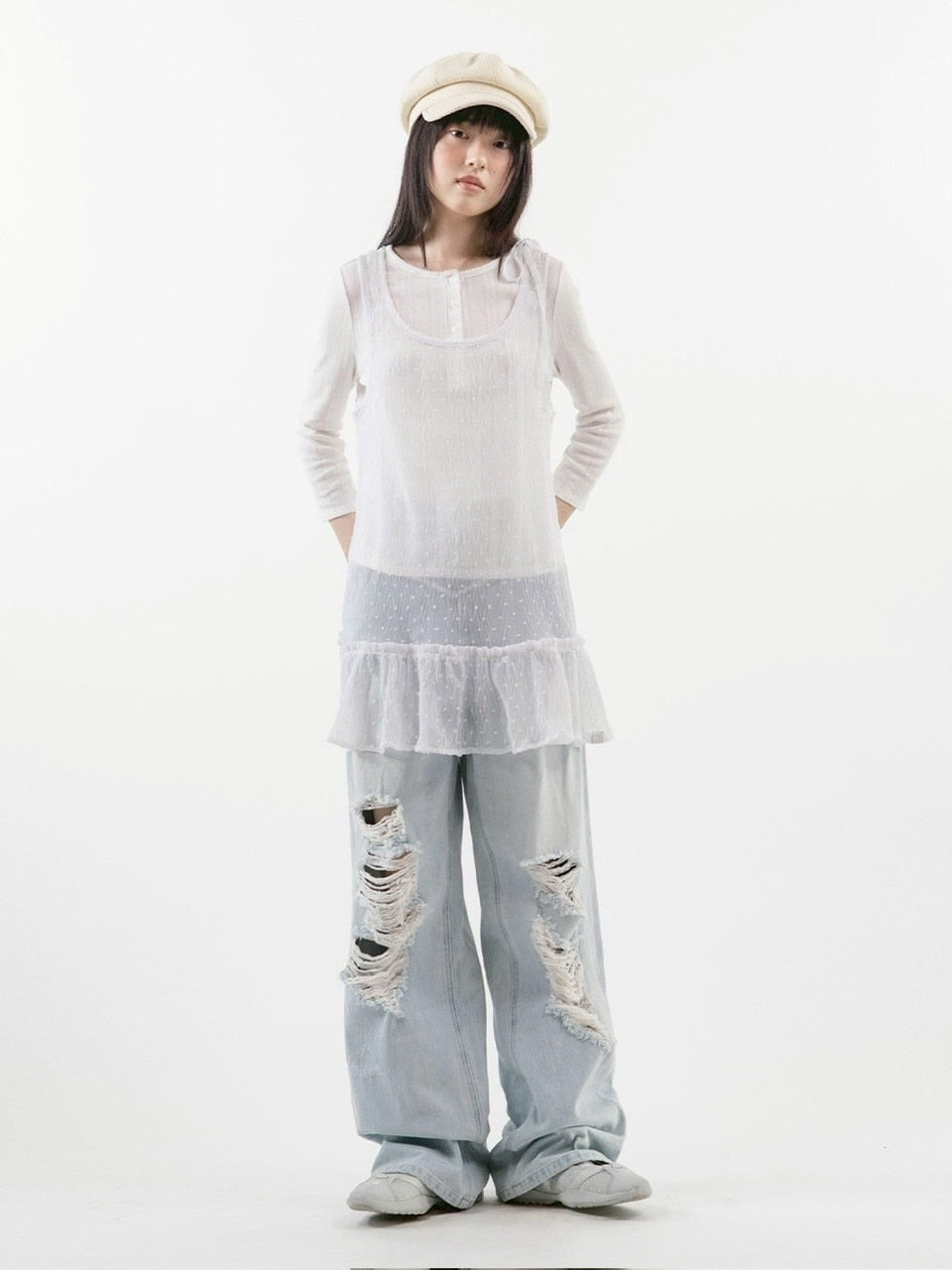 【TUOMIO】FRILL LAYERED DOT DRESS / 【トゥオミオ】フリルレイヤードドットワンピース