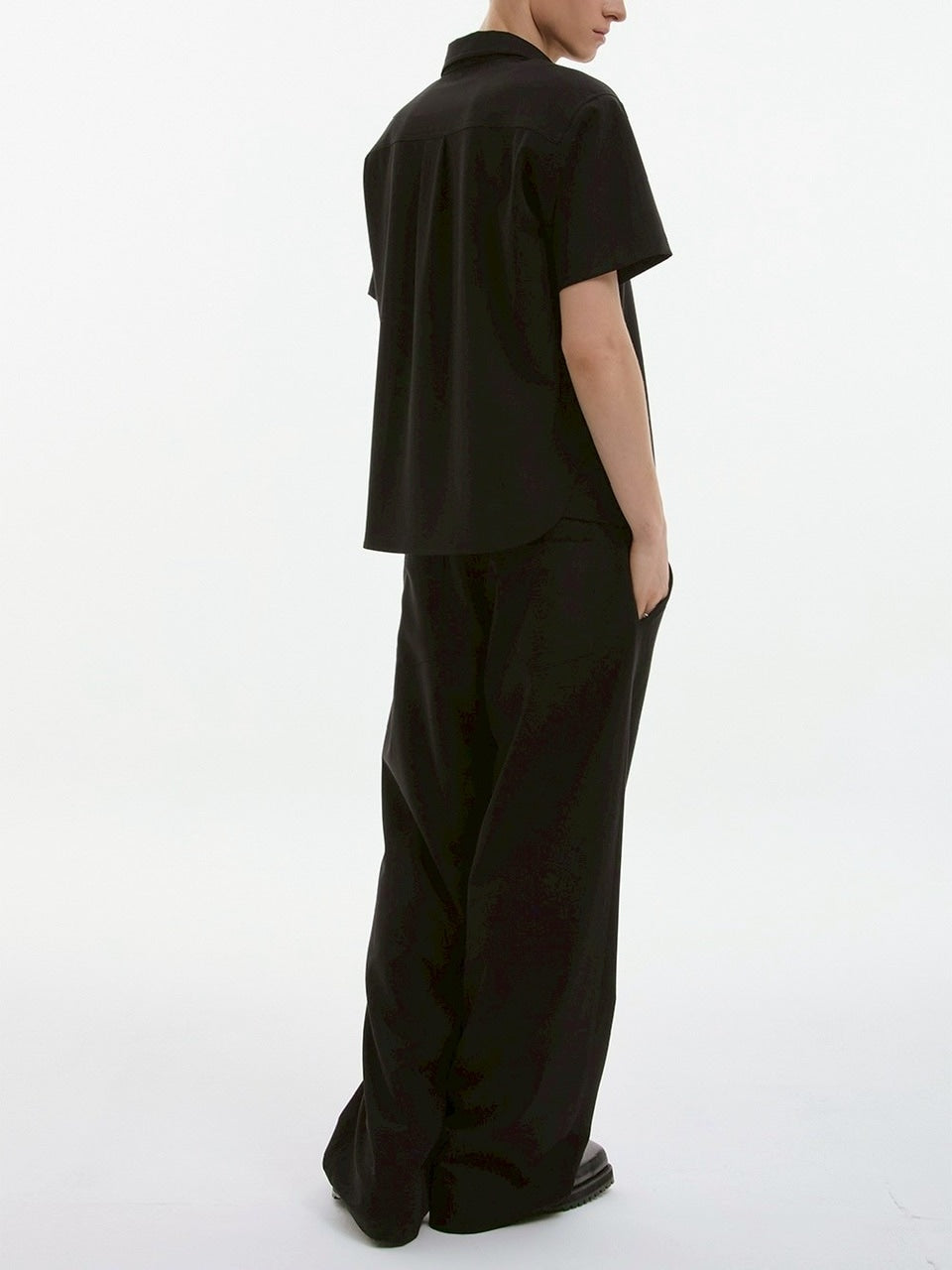 【ESC STUDIO】neat shoulder pad shirt/ 【イーエスシーステュディオ】ニートショルダーパット半袖シャツ