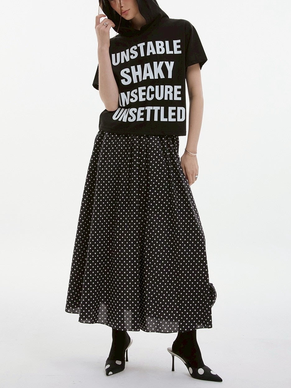 【ESC STUDIO】quadruple shaky hoodie / 【イーエスシーステュディオ】クアドルプルシャイキーロゴフード付き半袖Tシャツ