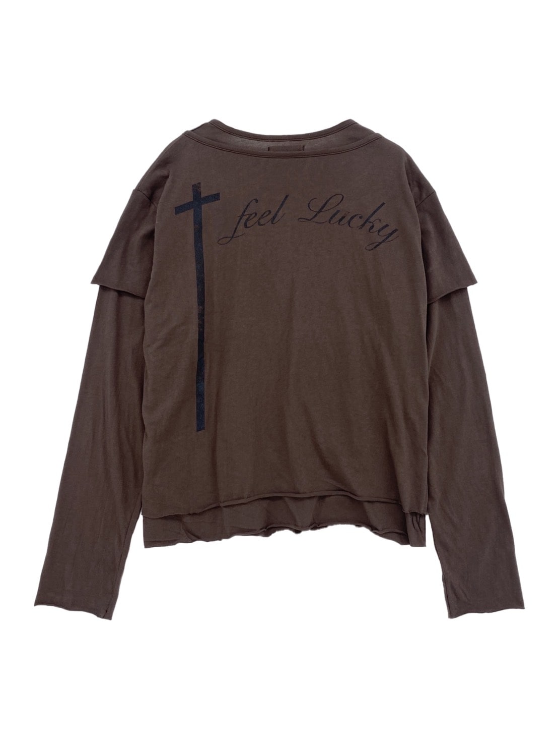 【IFEELLUCKY】Layered cross long sleeve / 【アイフィールラッキー】レイヤードクロス長袖Ｔシャツ