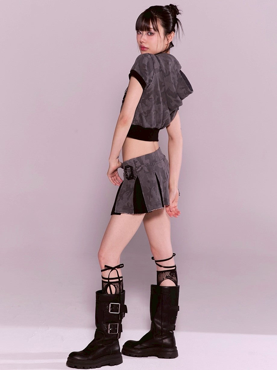 【CHERRYQUIRI】CQ lace stud hood zip-up