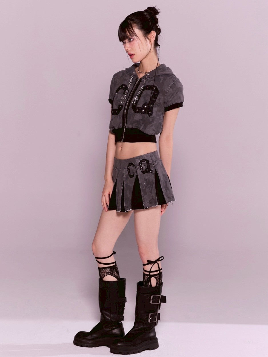 【CHERRYQUIRI】CQ lace stud pleats sk