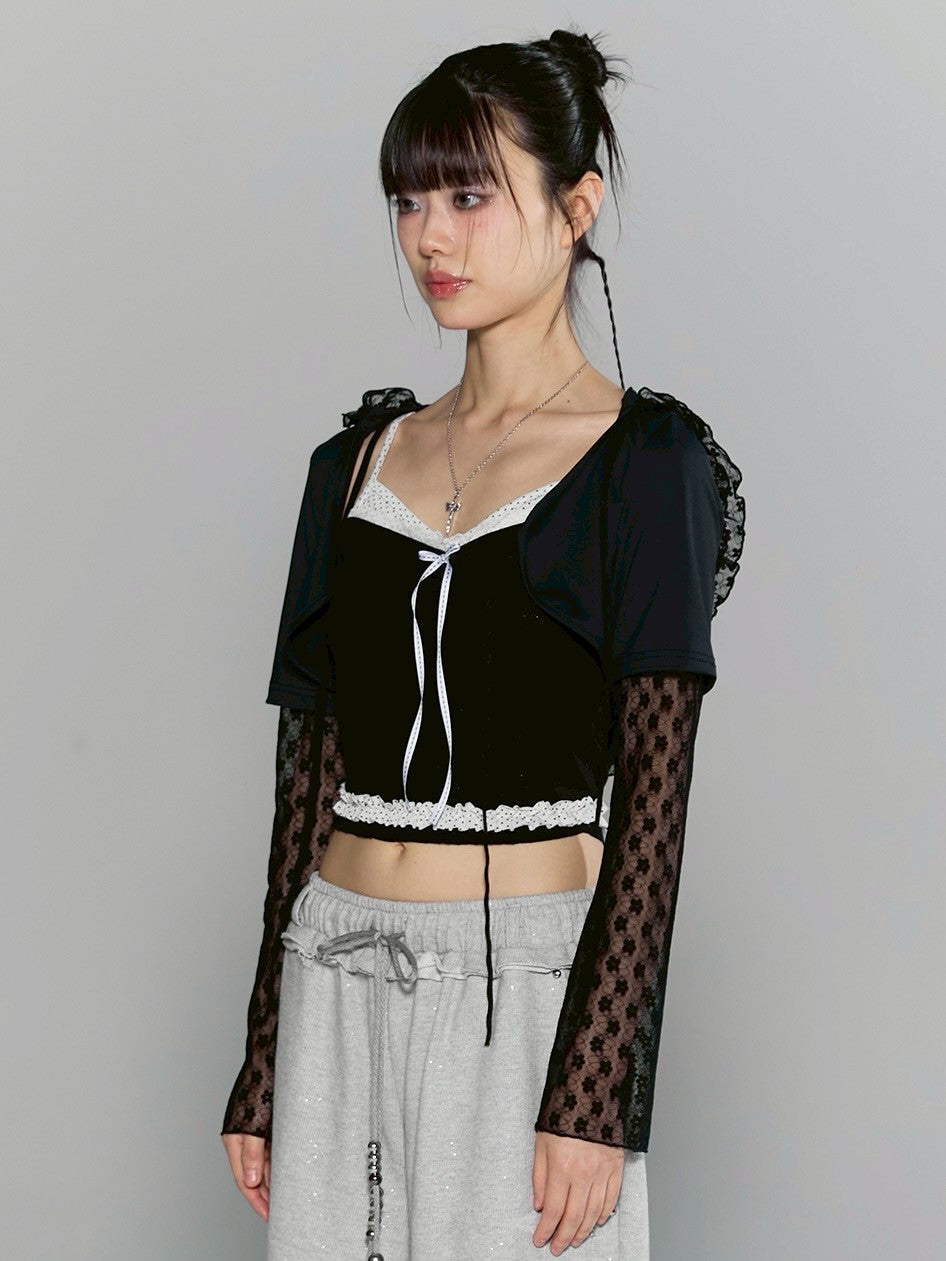 【CHERRYQUIRI】frill layered lace hoody cd