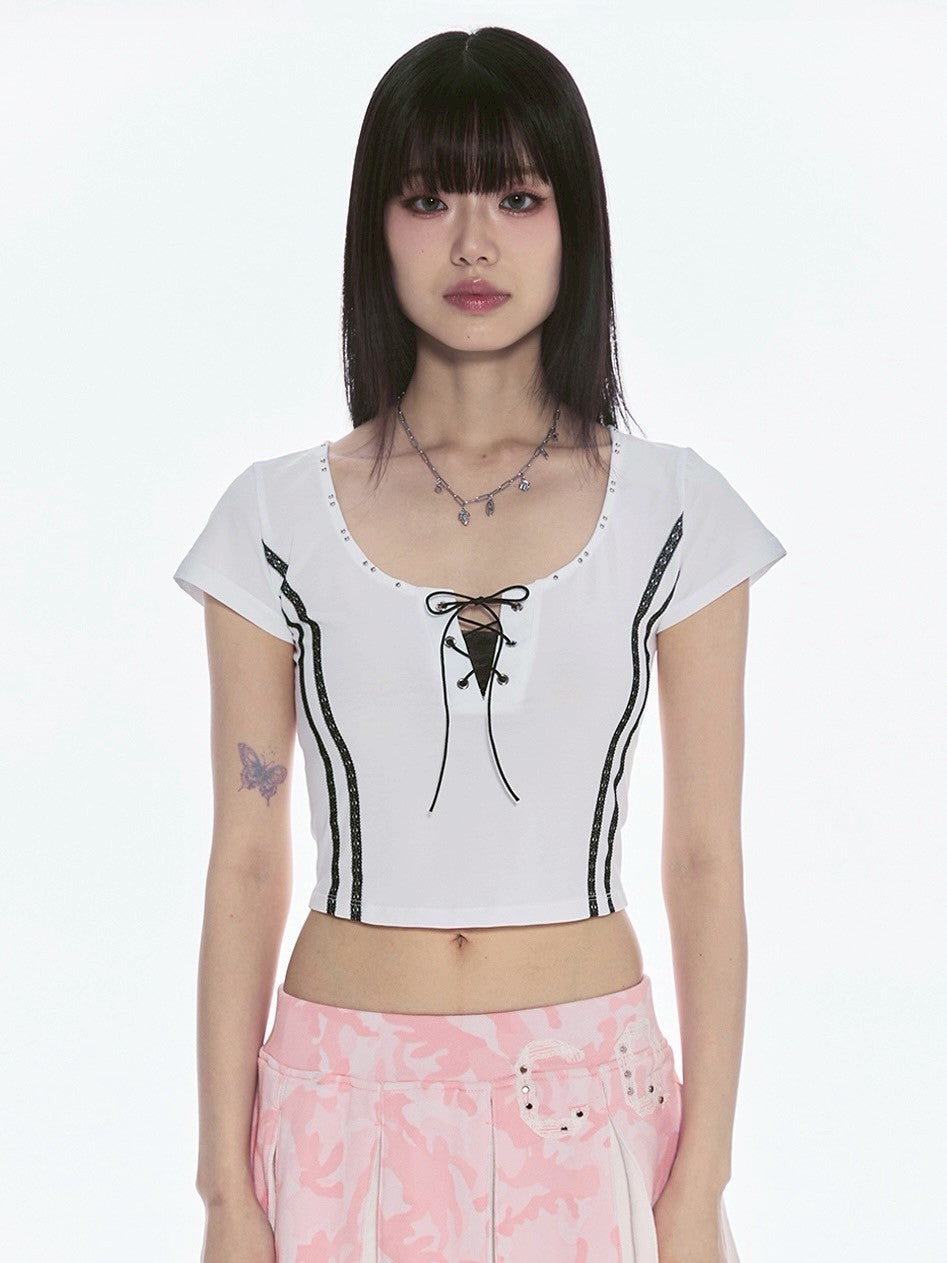 【CHERRYQUIRI】twin lace metalic tee