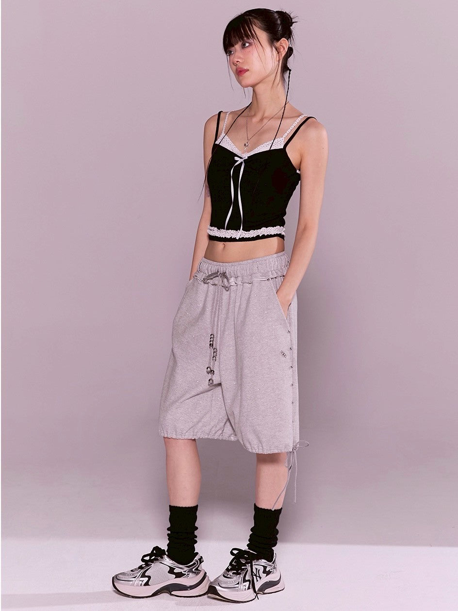 【CHERRYQUIRI】stud twinkle jogger bermuda pt