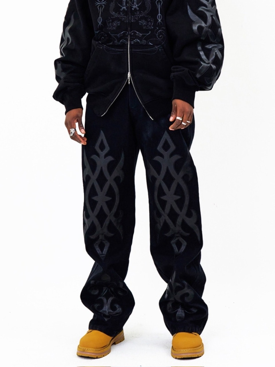 【E RIN AI E】DARK TRIBAL PARTY DENIM PANTS