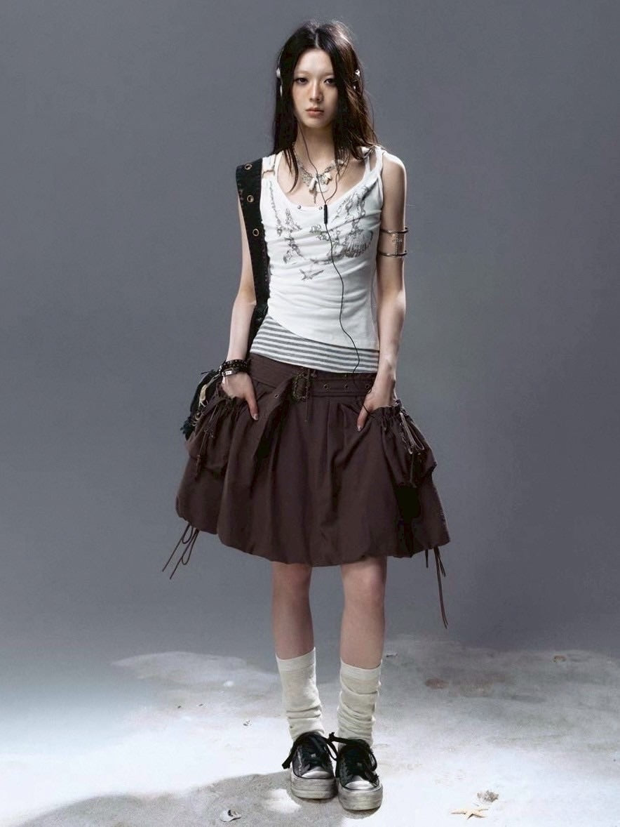 【Cest Nous】Petal Skirt / 【セヌー】ベルトポケットバルーンスカート