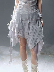【Cest Nous】Blue Beaded Skirt / 【セヌー】レースシースルースカート